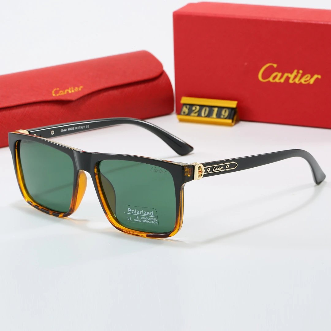 Cartier Tinted Lens Geometric Sunglasses, Polished Frame Style 01