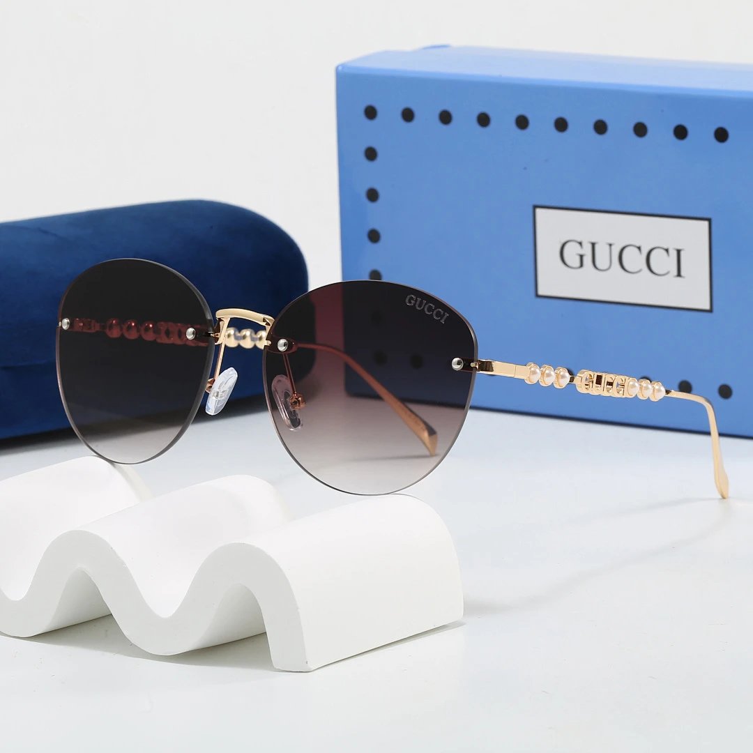 Gucci Blue Tinted Lens Square Sunglasses, Polished Frame Style 33