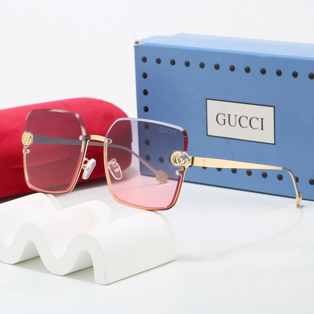 Gucci Tinted Lens Square Sunglasses, Polished Frame Style 12