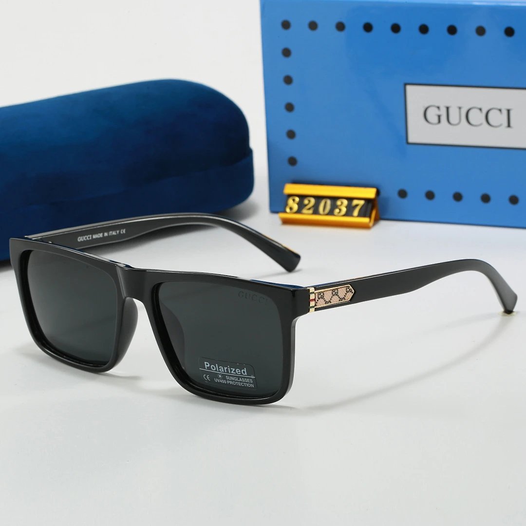 Gucci Blue Tinted Lens Square Sunglasses, Polished Frame Style 33