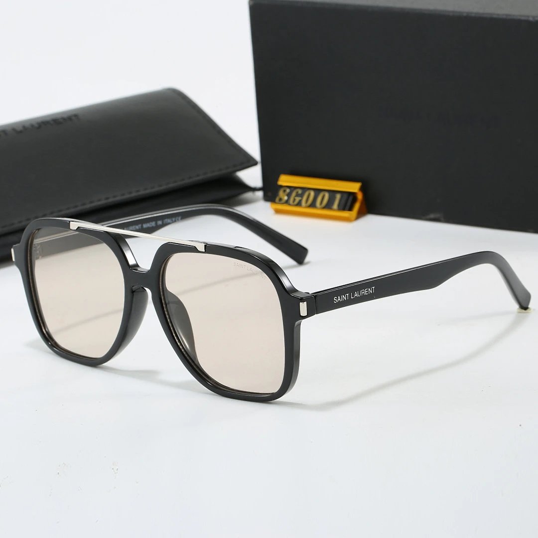 Saint Laurent Black Tinted Lens Square Sunglasses, Polished Frame Style 19