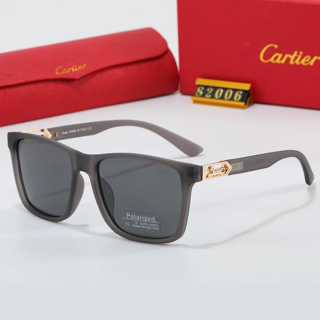 Cartier Red Tinted Lens Geometric Sunglasses, Polished Frame Style 18