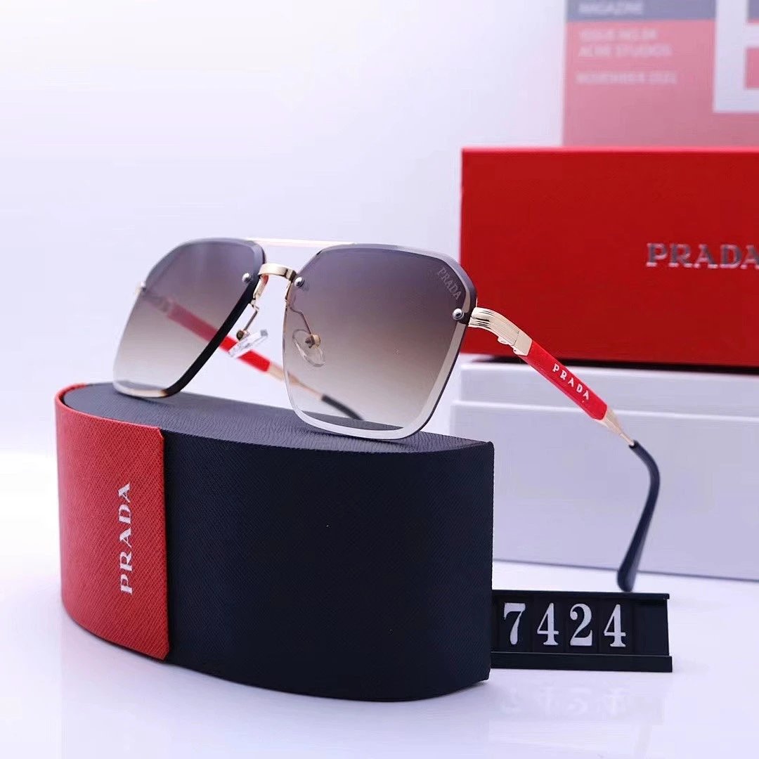 Prada Tinted Lens Square Sunglasses, Polished Frame Style 06