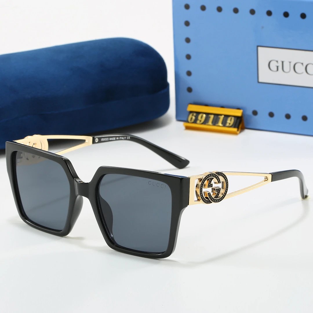 Gucci Blue Tinted Lens Square Sunglasses, Polished Frame Style 30