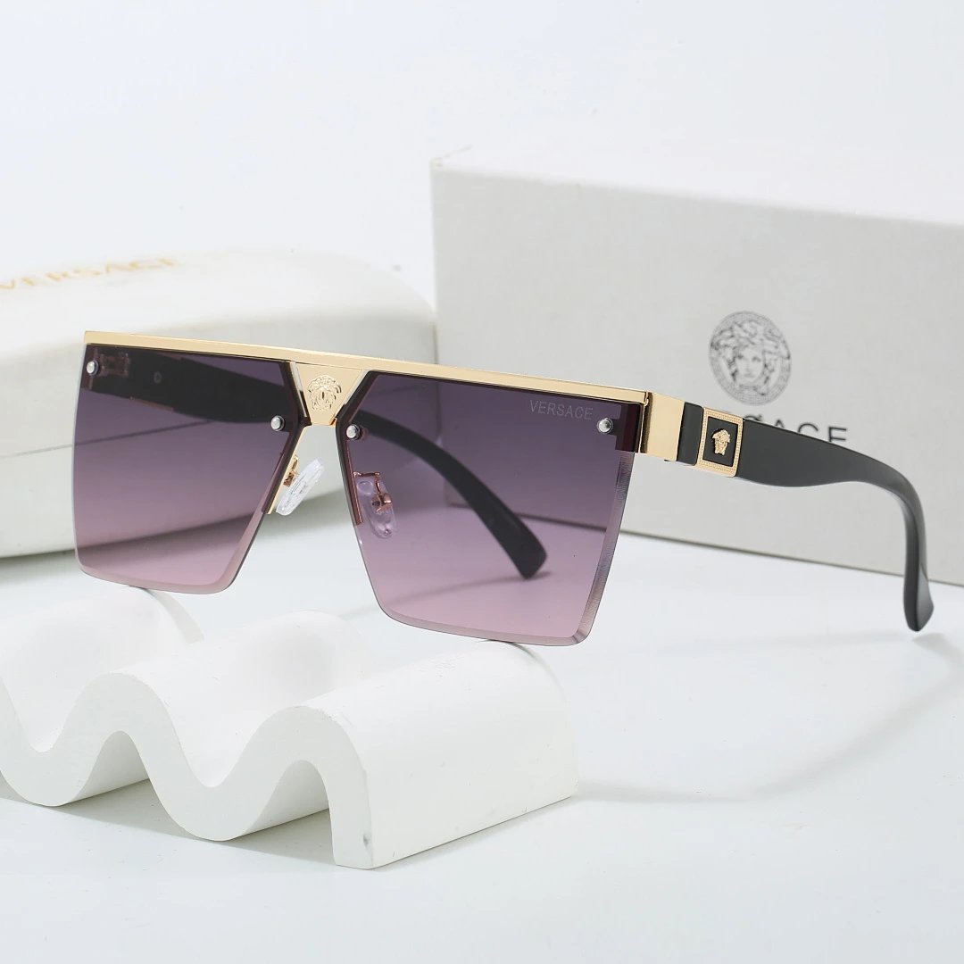 Versace Gray Tinted Lens Square Sunglasses, Polished Frame Style 15