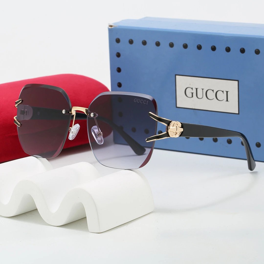 Gucci Tinted Lens Square Sunglasses, Polished Frame Style 15