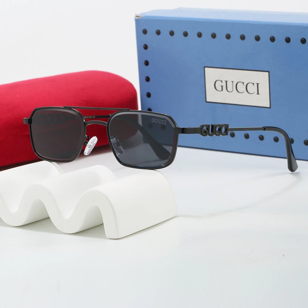 Gucci Tinted Lens Square Sunglasses, Polished Frame Style 29