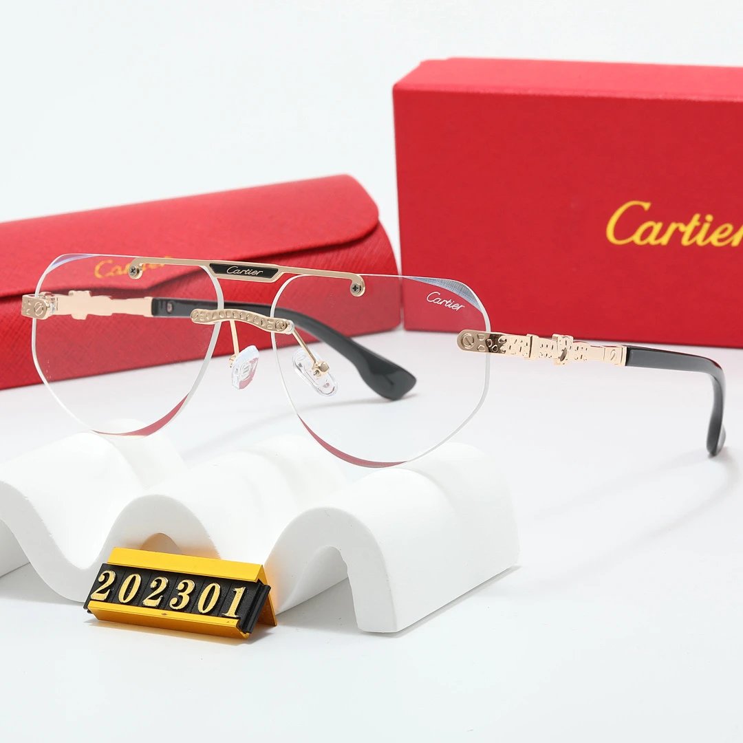 Cartier Red Tinted Lens Geometric Sunglasses, Polished Frame Style 20