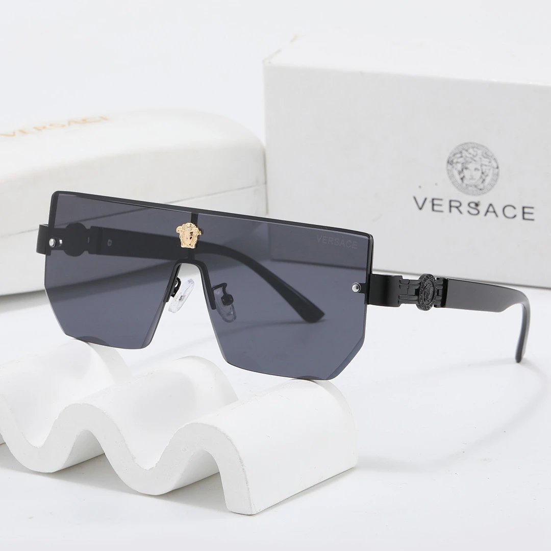 Versace Gray Tinted Lens Square Sunglasses, Polished Frame Style 24