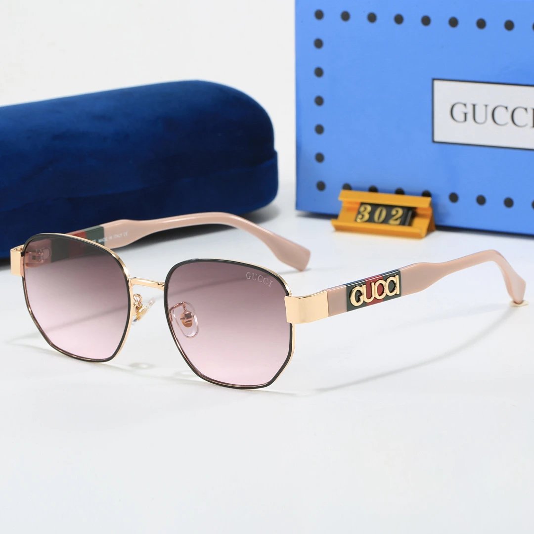 Gucci Blue Tinted Lens Square Sunglasses, Polished Frame Style 11