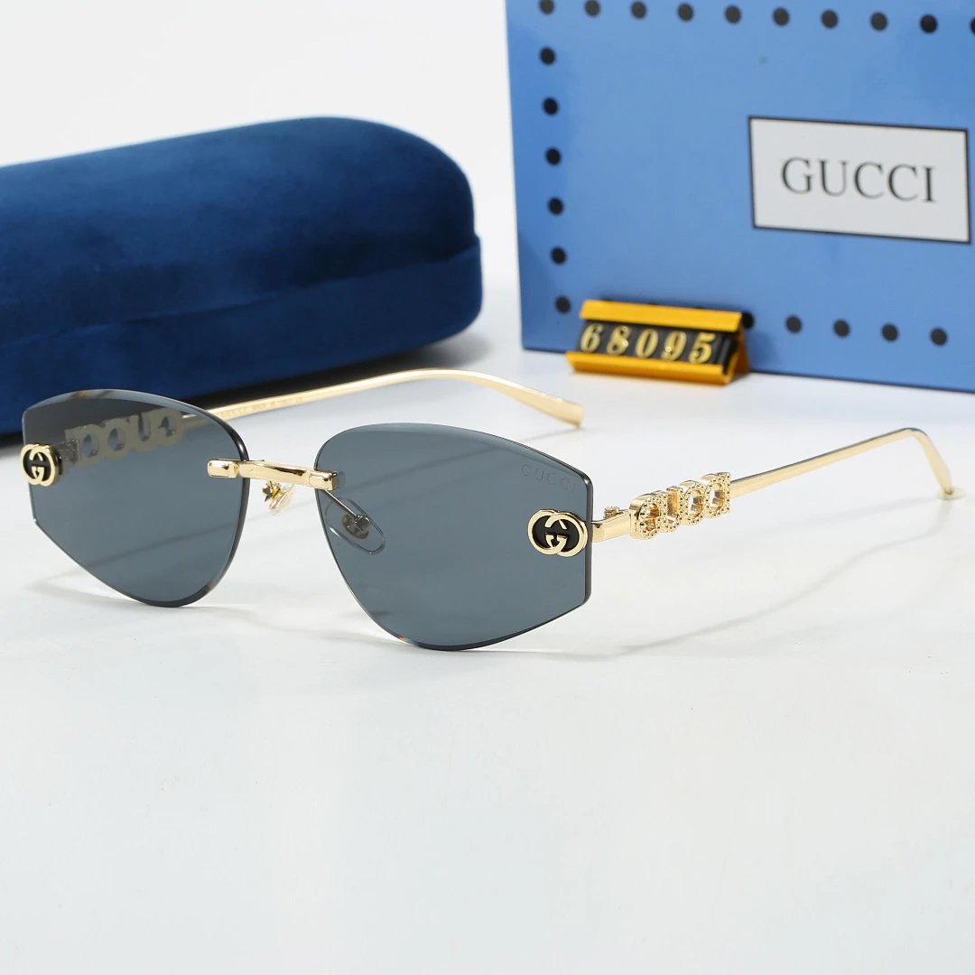 Gucci Blue Tinted Lens Square Sunglasses, Polished Frame Style 28