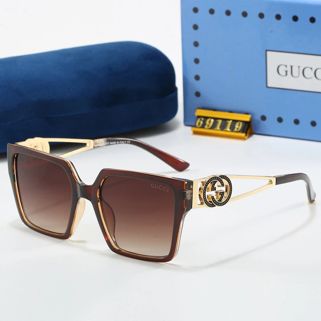 Gucci Black Tinted Lens Square Sunglasses, Polished Frame Style 28