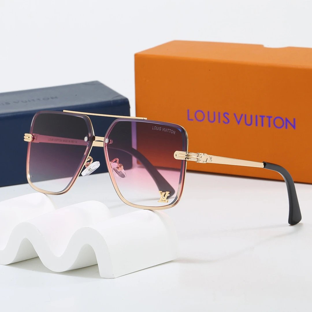 Louis Vuitton Brown Tinted Lens Square Sunglasses, Polished Frame Style 11