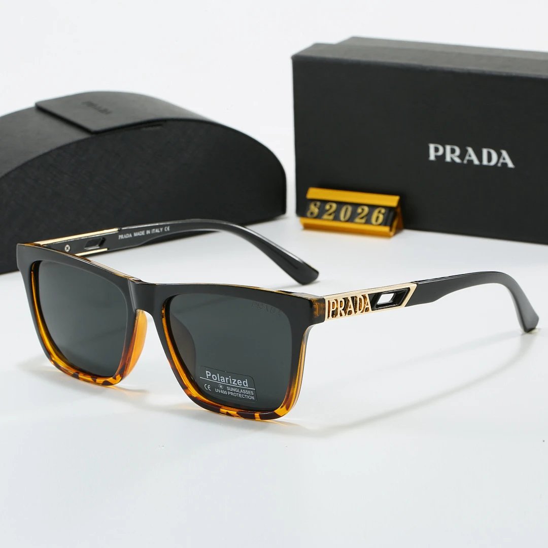 Prada Black Tinted Lens Square Sunglasses, Polished Frame Style 22