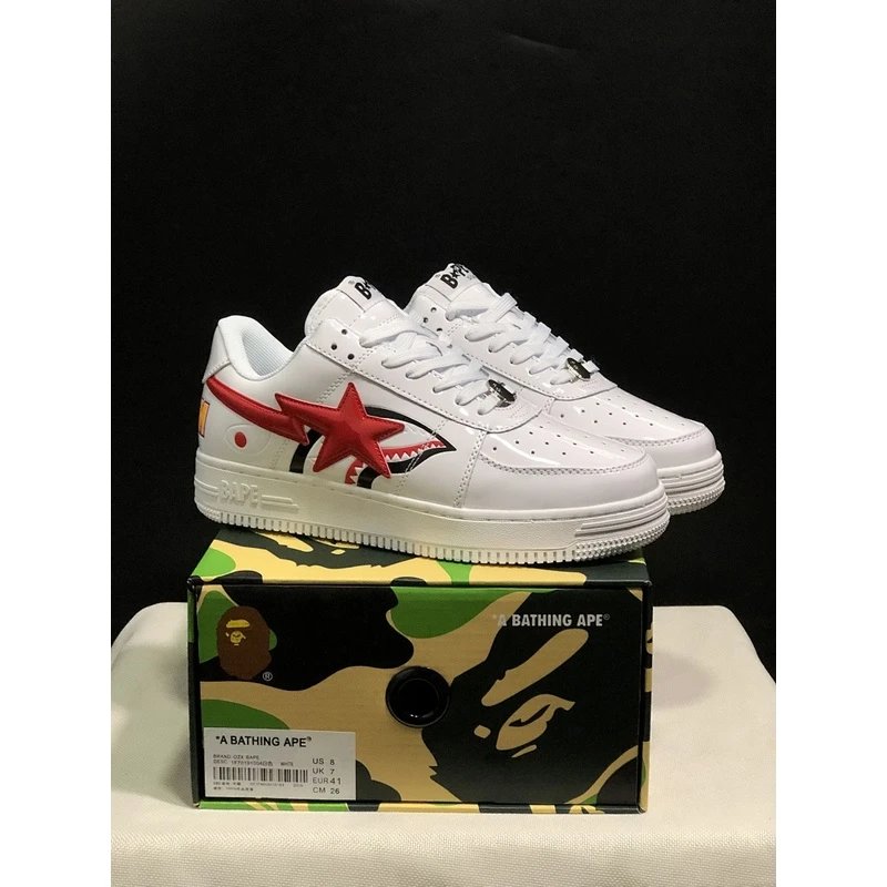 BAPE STA Low Top Sneakers low-top White Red - Style 24