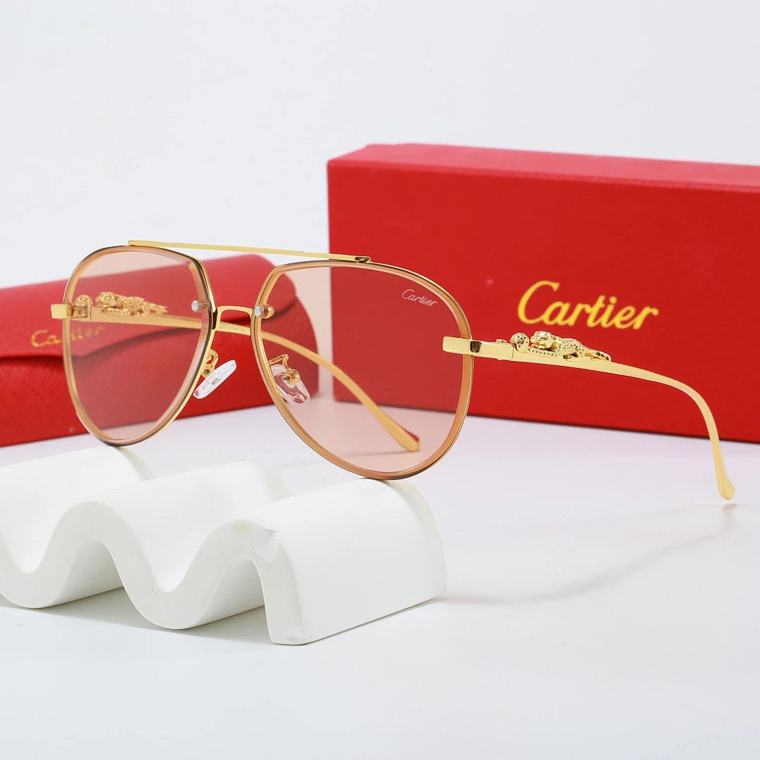 Cartier Brown Tinted Lens Geometric Sunglasses, Polished Frame Style 01