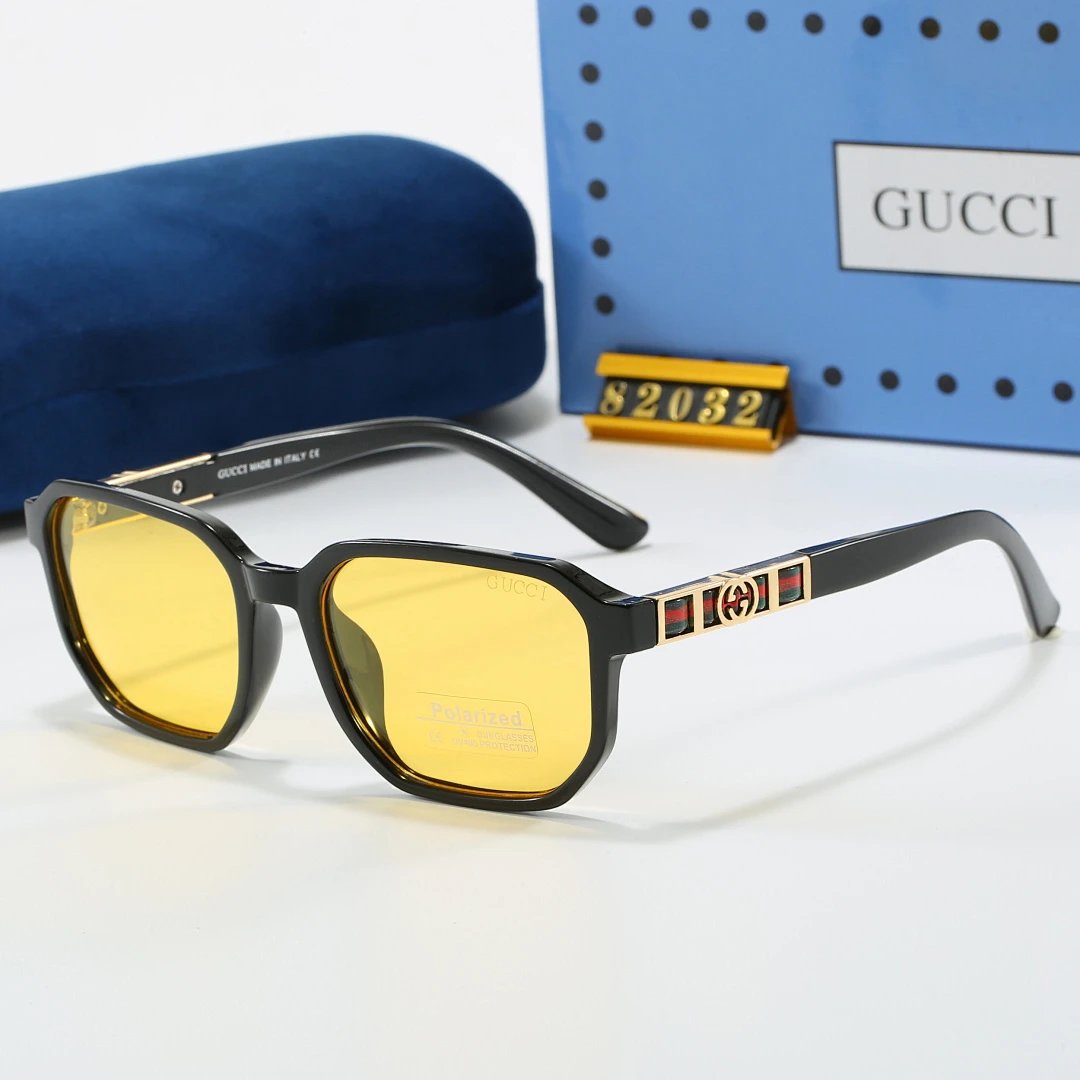 Gucci Blue Tinted Lens Square Sunglasses, Polished Frame Style 22