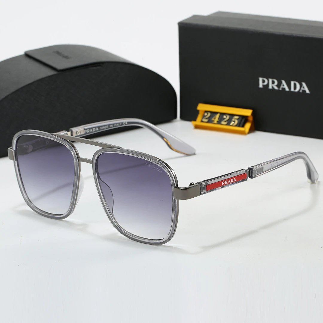 Prada Black Tinted Lens Square Sunglasses, Polished Frame Style 06