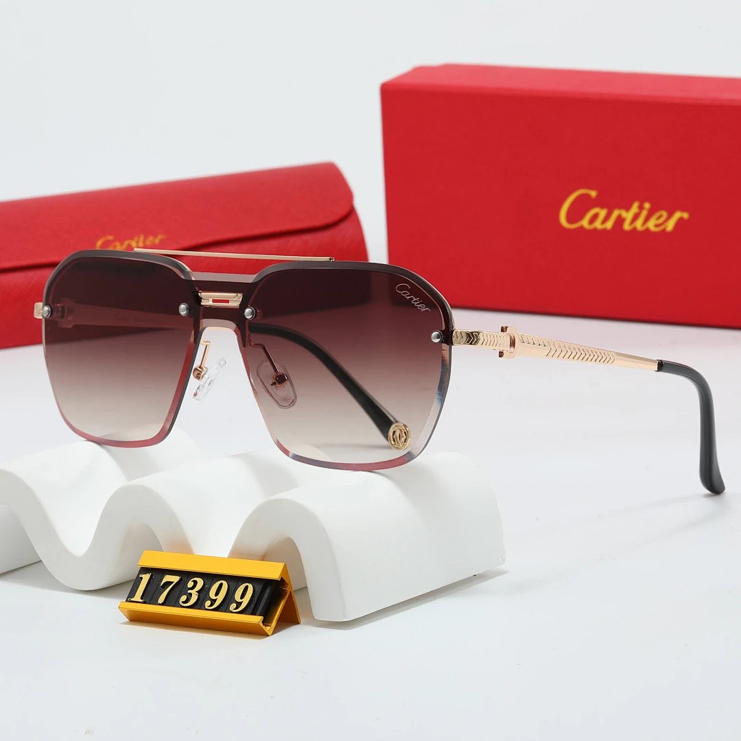 Cartier Red Tinted Lens Geometric Sunglasses, Polished Frame Style 24