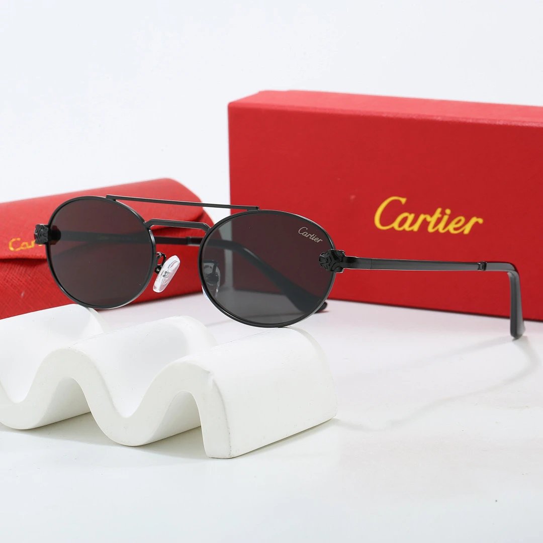 Cartier Red Tinted Lens Geometric Sunglasses, Polished Frame Style 07
