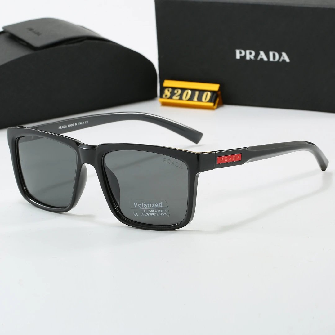 Prada Black Tinted Lens Square Sunglasses, Polished Frame Style 08
