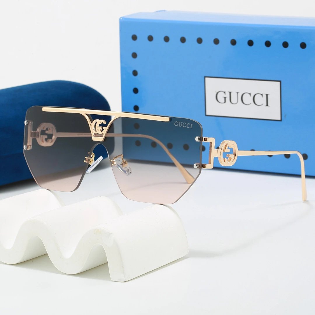 Gucci Blue Tinted Lens Square Sunglasses, Polished Frame Style 19