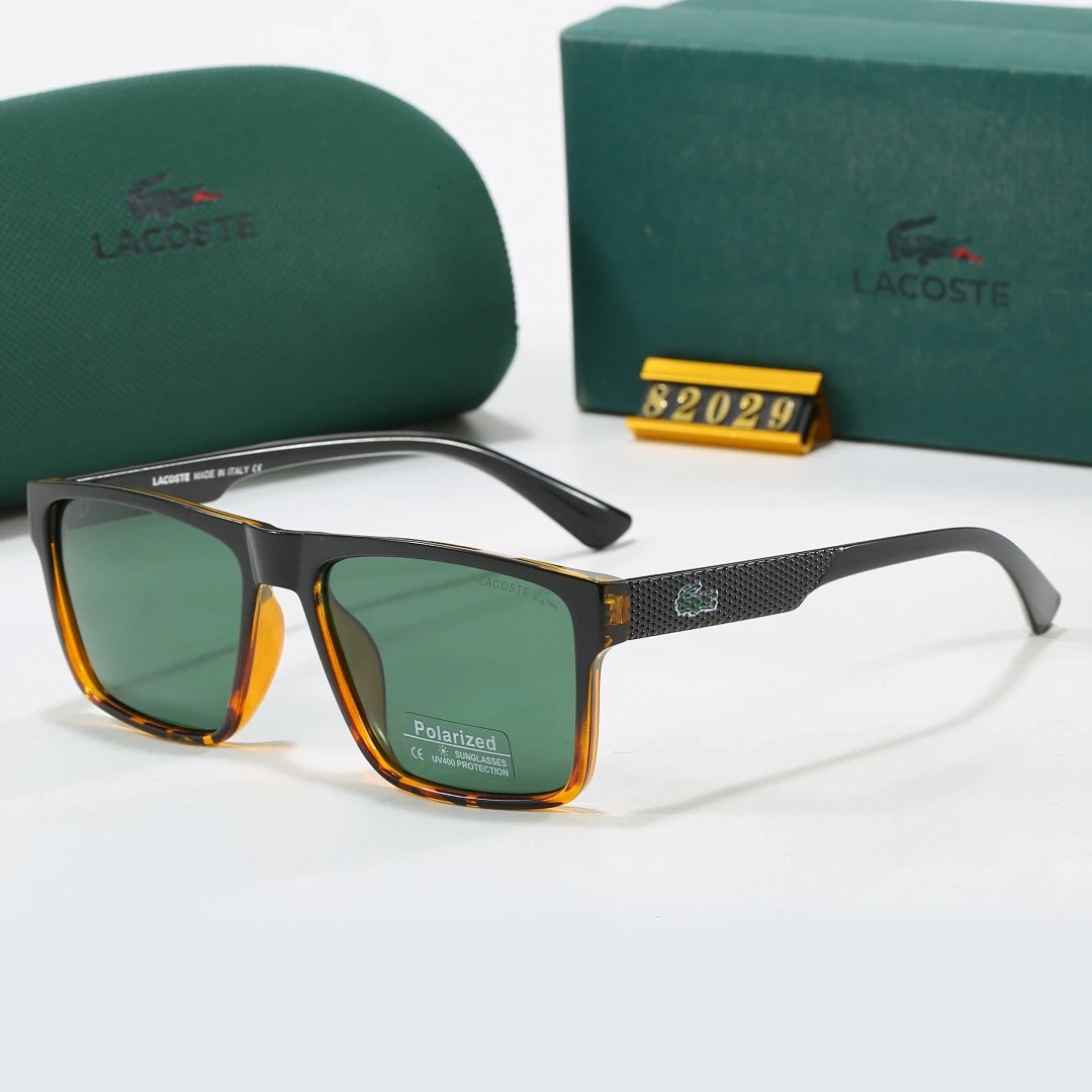 Lacoste Green Tinted Lens Square Sunglasses, Polished Frame Style 03