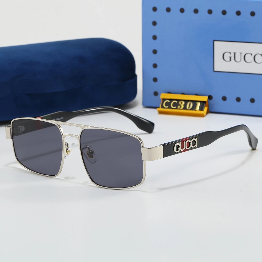 Gucci Blue Tinted Lens Square Sunglasses, Polished Frame Style 16