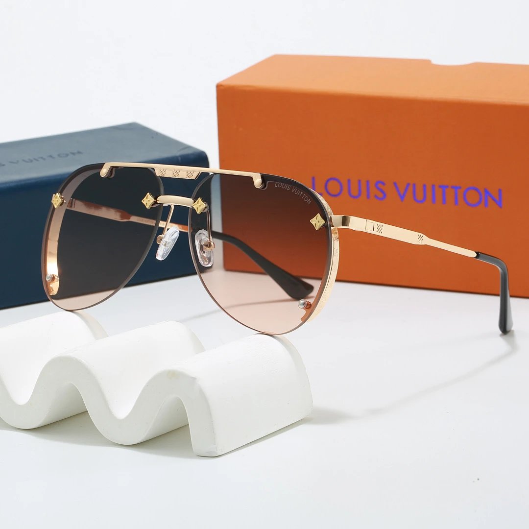 Louis Vuitton Brown Tinted Lens Square Sunglasses, Polished Frame Style 13