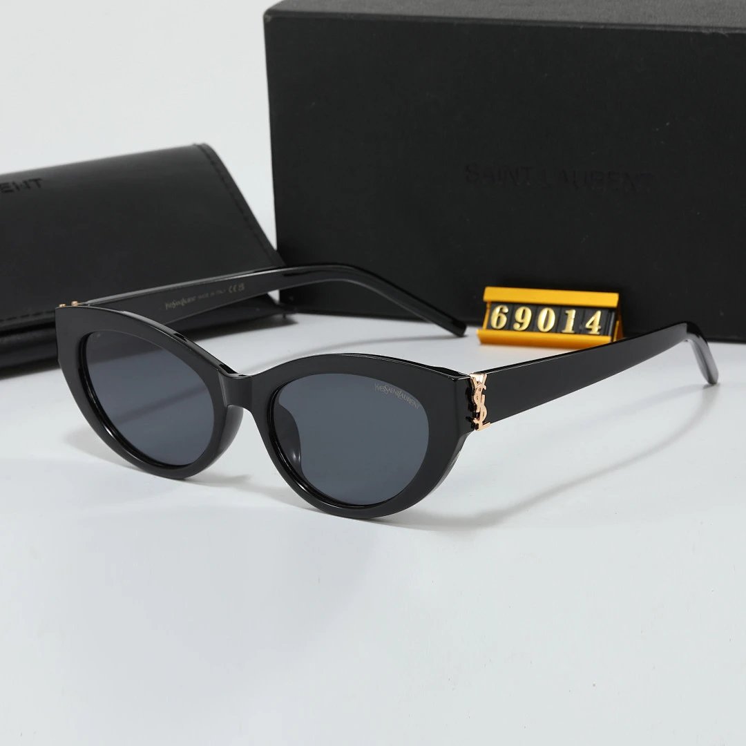 Saint Laurent Black Tinted Lens Square Sunglasses, Polished Frame Style 18