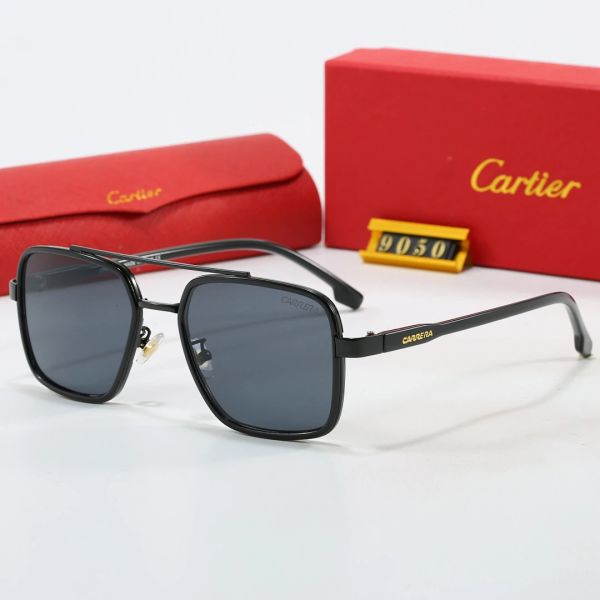 Cartier Red Tinted Lens Geometric Sunglasses, Polished Frame Style 01