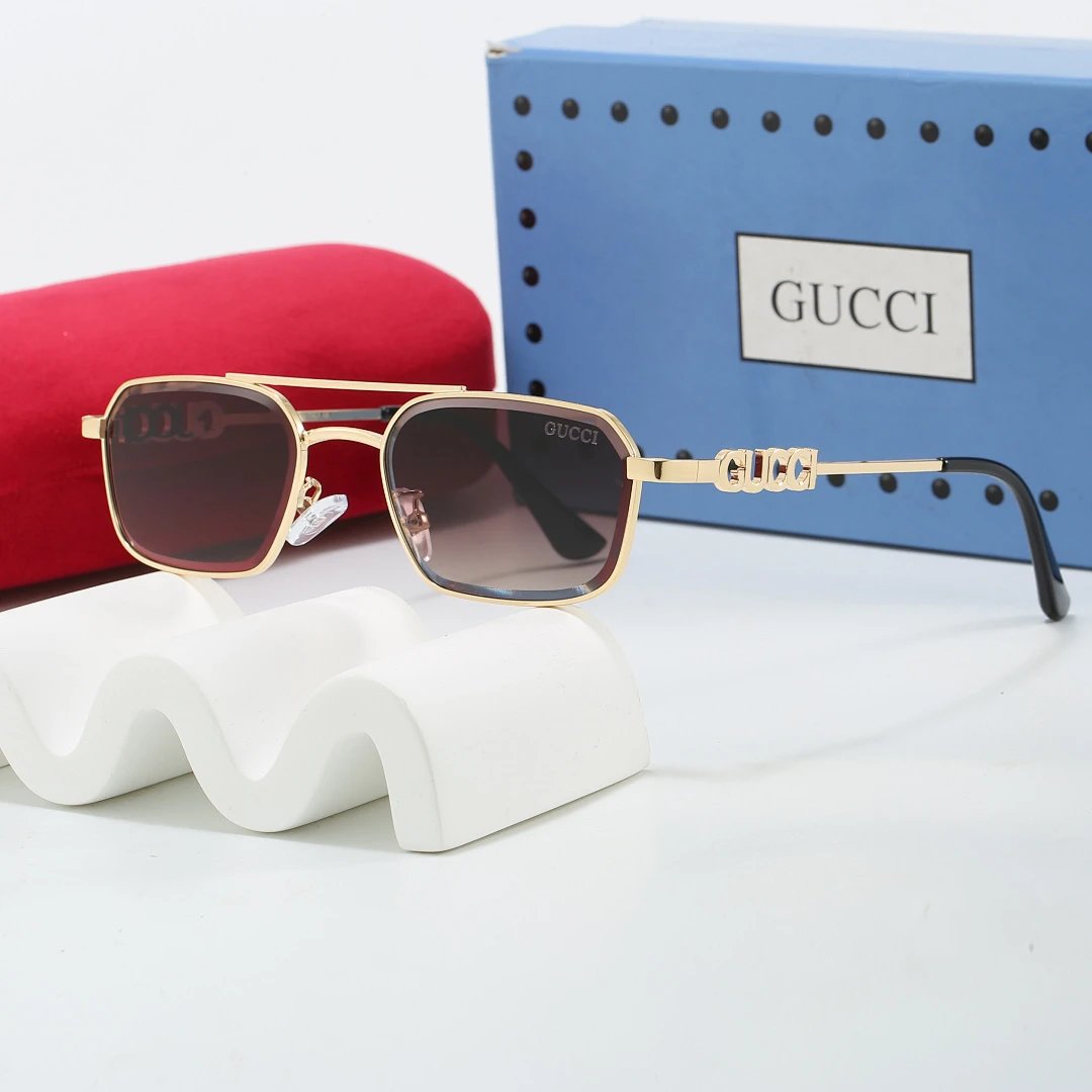 Gucci Tinted Lens Square Sunglasses, Polished Frame Style 28