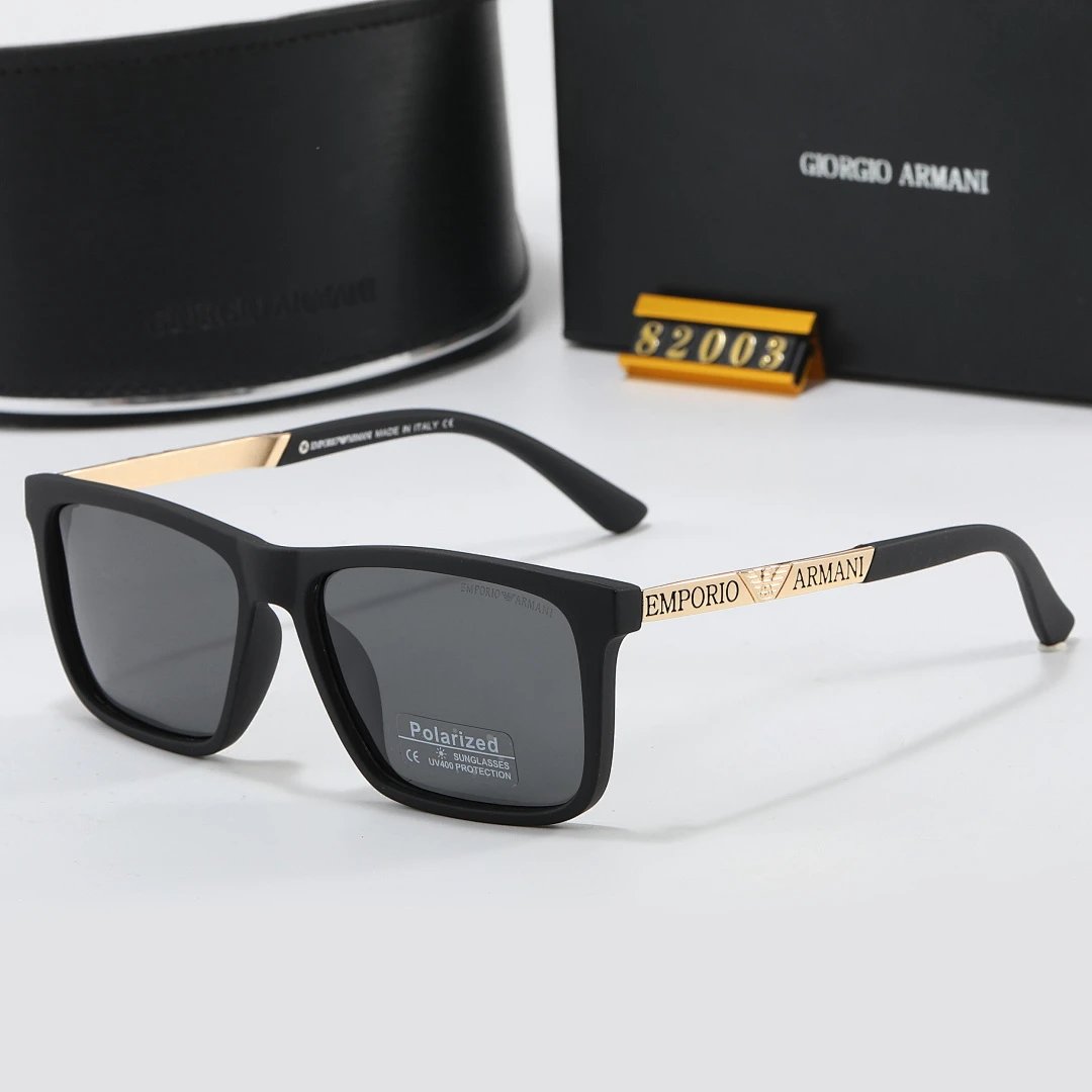 Armani Black Tinted Lens Square Sunglasses, Polished Frame Style 07
