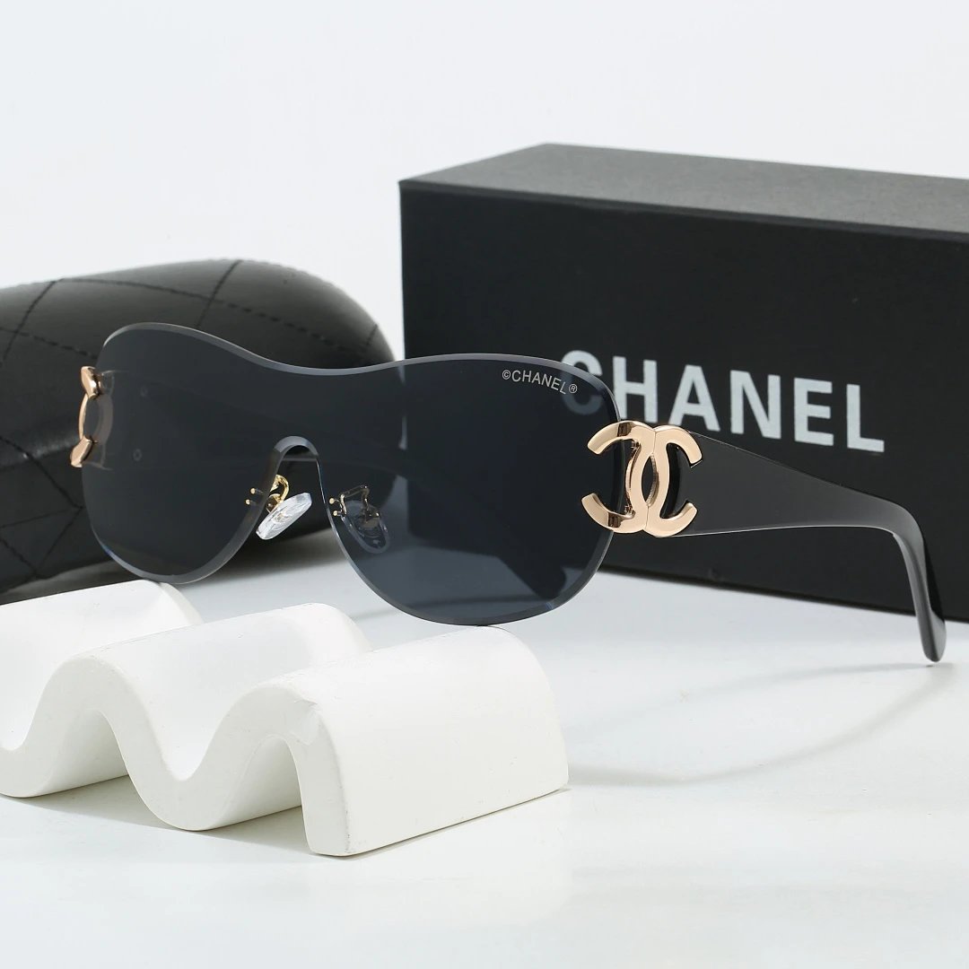 Chanel Black Tinted Lens Square Sunglasses, Polished Frame Style 25