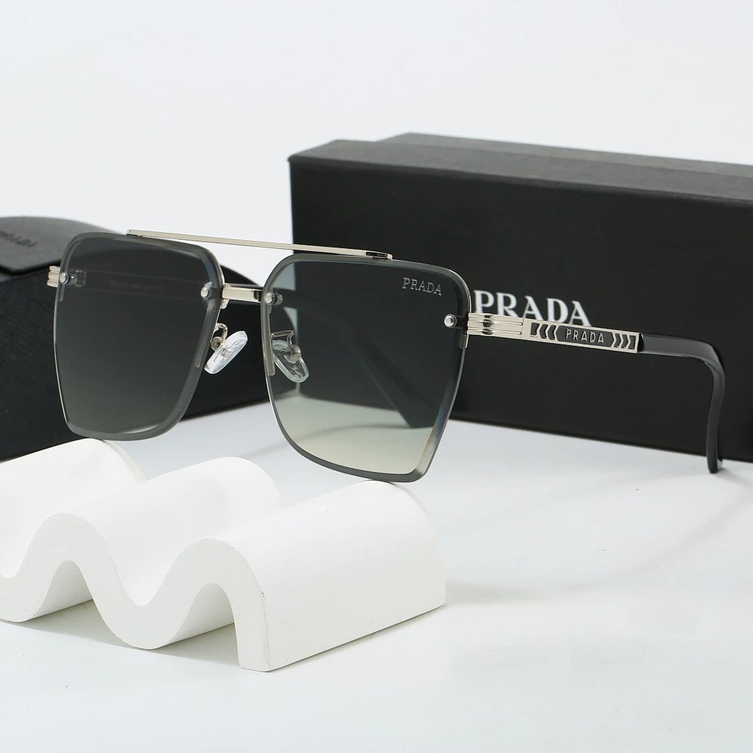 Prada Black Tinted Lens Square Sunglasses, Polished Frame Style 07