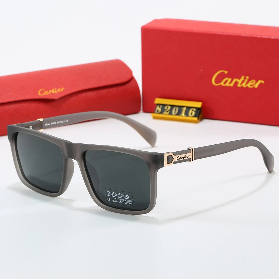 Cartier Red Tinted Lens Geometric Sunglasses, Polished Frame Style 04