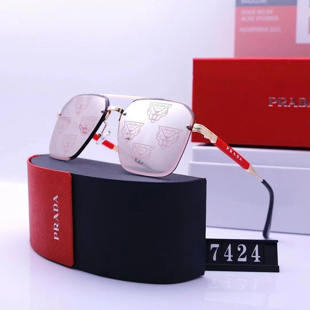 Prada Black Tinted Lens Square Sunglasses, Polished Frame Style 03