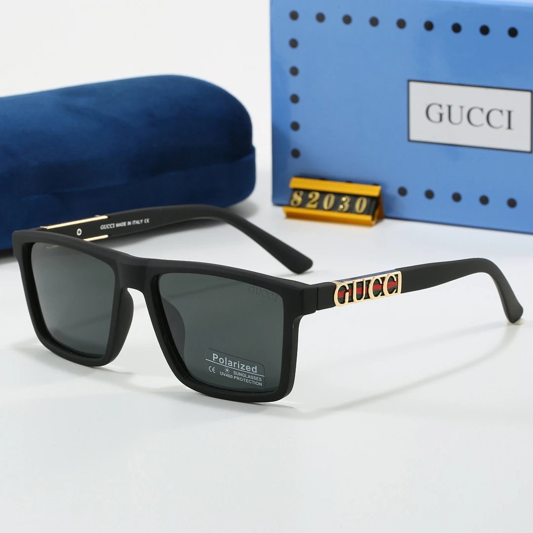 Gucci Blue Tinted Lens Square Sunglasses, Polished Frame Style 15