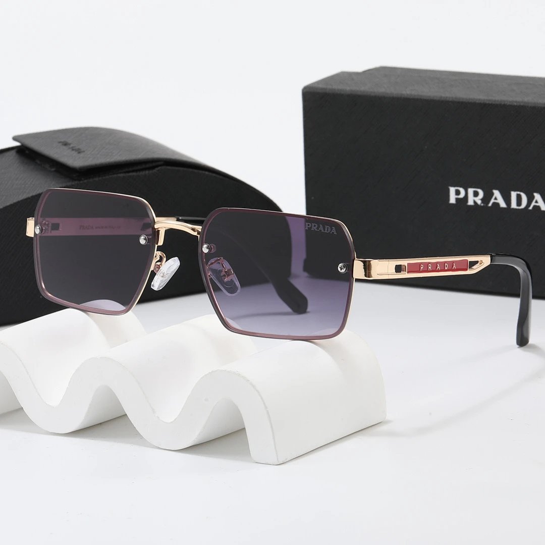 Prada Black Tinted Lens Square Sunglasses, Polished Frame Style 09