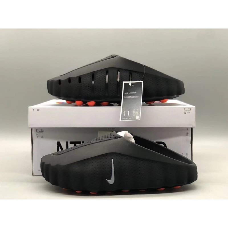 Nike Mind 001 Flyknit QS Slides - Black Orange Gradient Style 01