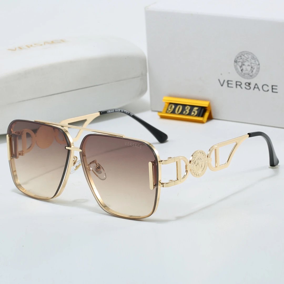 Versace Brown Tinted Lens Square Sunglasses, Polished Frame Style 12