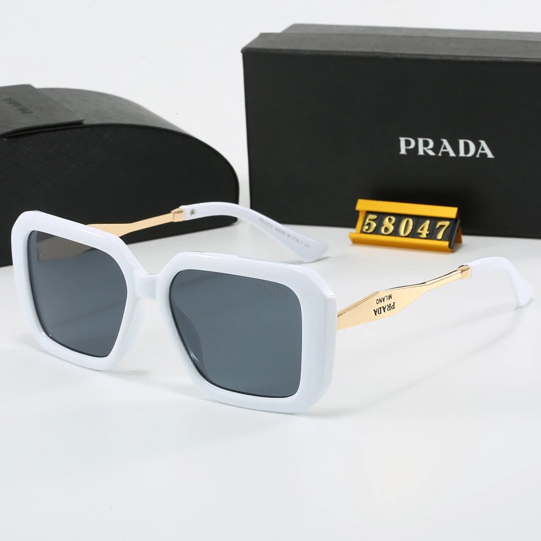 Prada Black Tinted Lens Square Sunglasses, Polished Frame Style 15