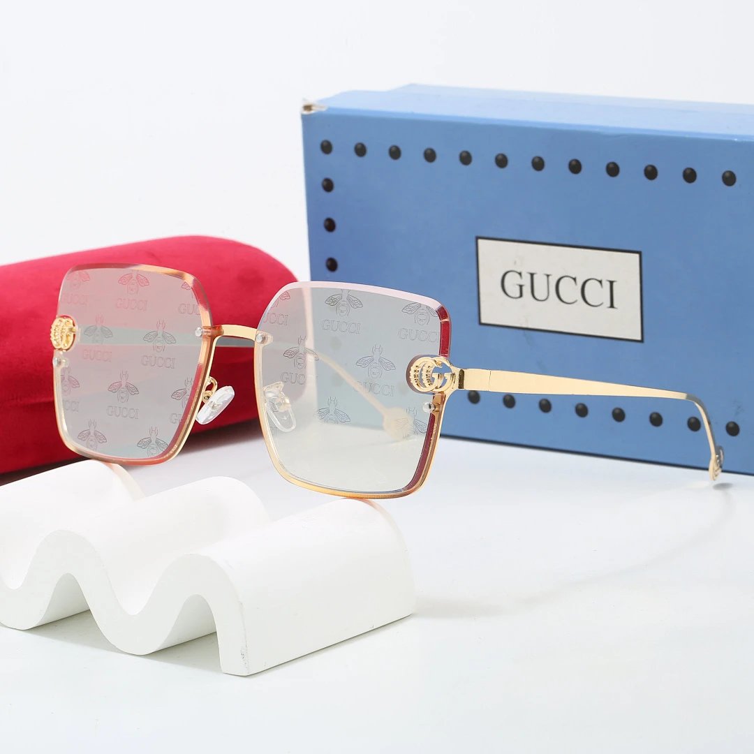 Gucci Tinted Lens Square Sunglasses, Polished Frame Style 14