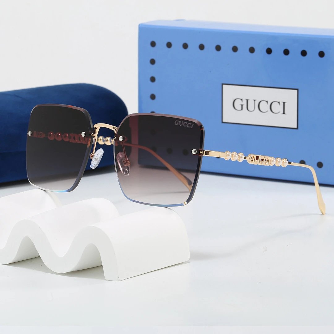 Gucci Tinted Lens Square Sunglasses, Polished Frame Style 22