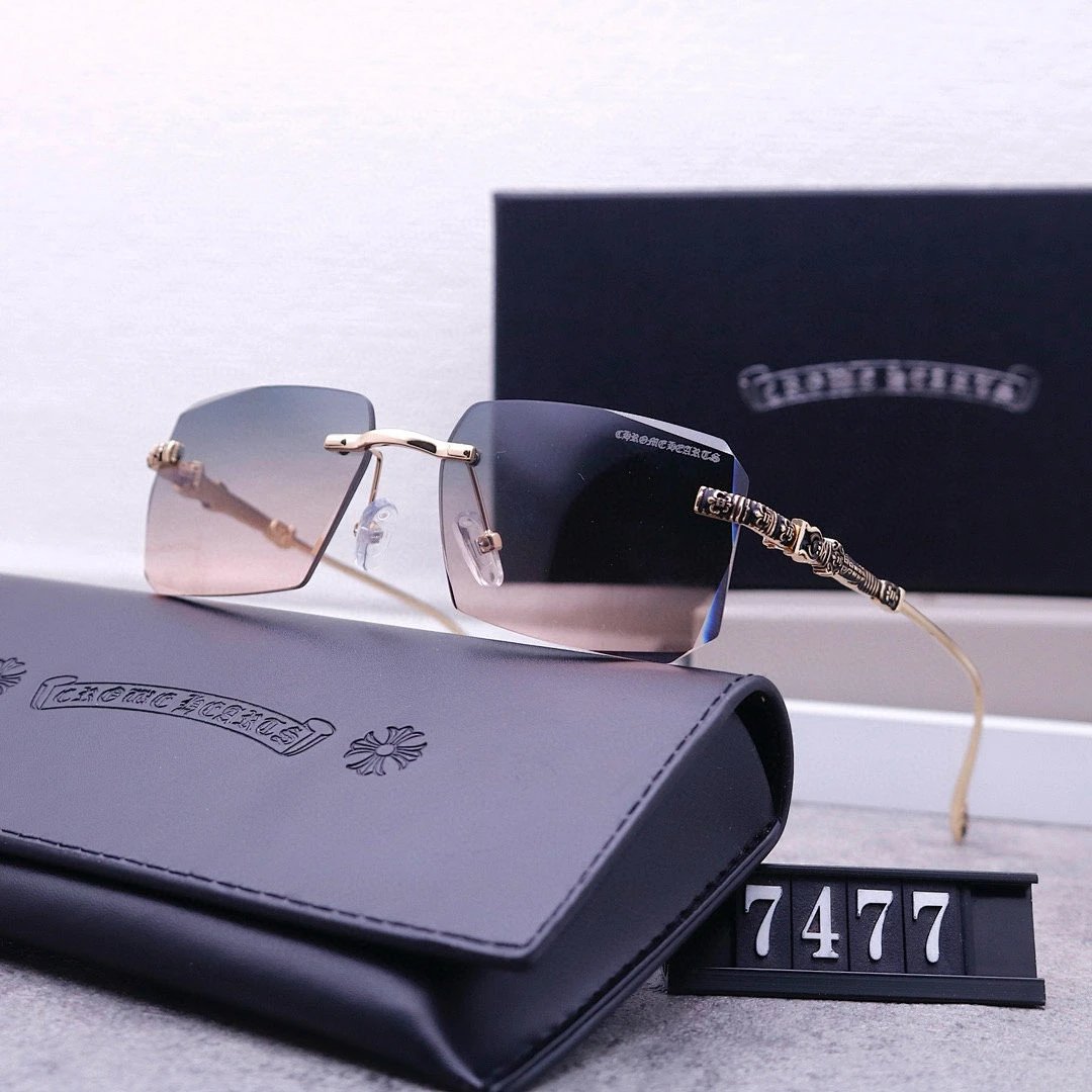 Chrome Hearts Black Tinted Lens Square Sunglasses, Polished Frame Style 01