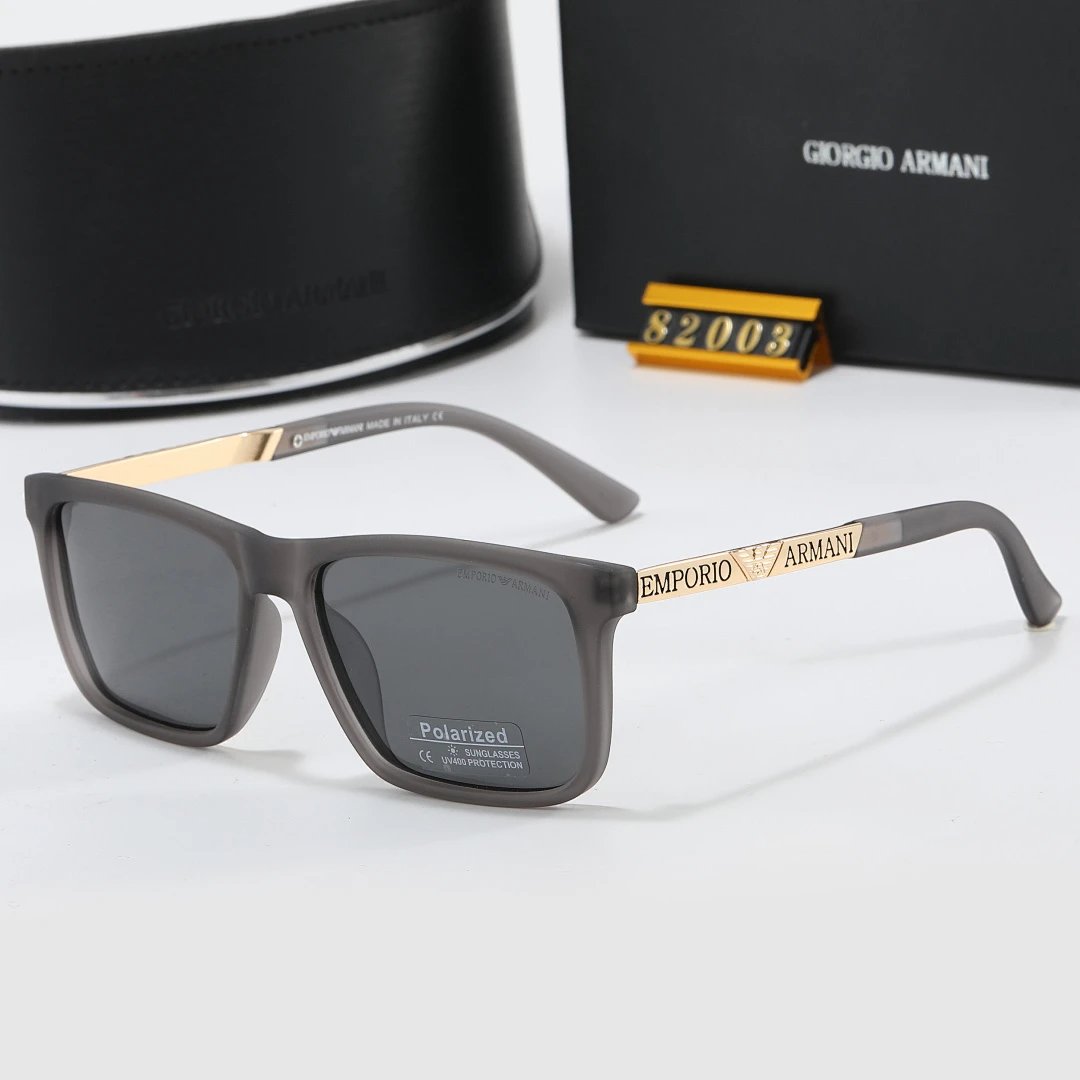 Armani Black Tinted Lens Square Sunglasses, Polished Frame Style 04