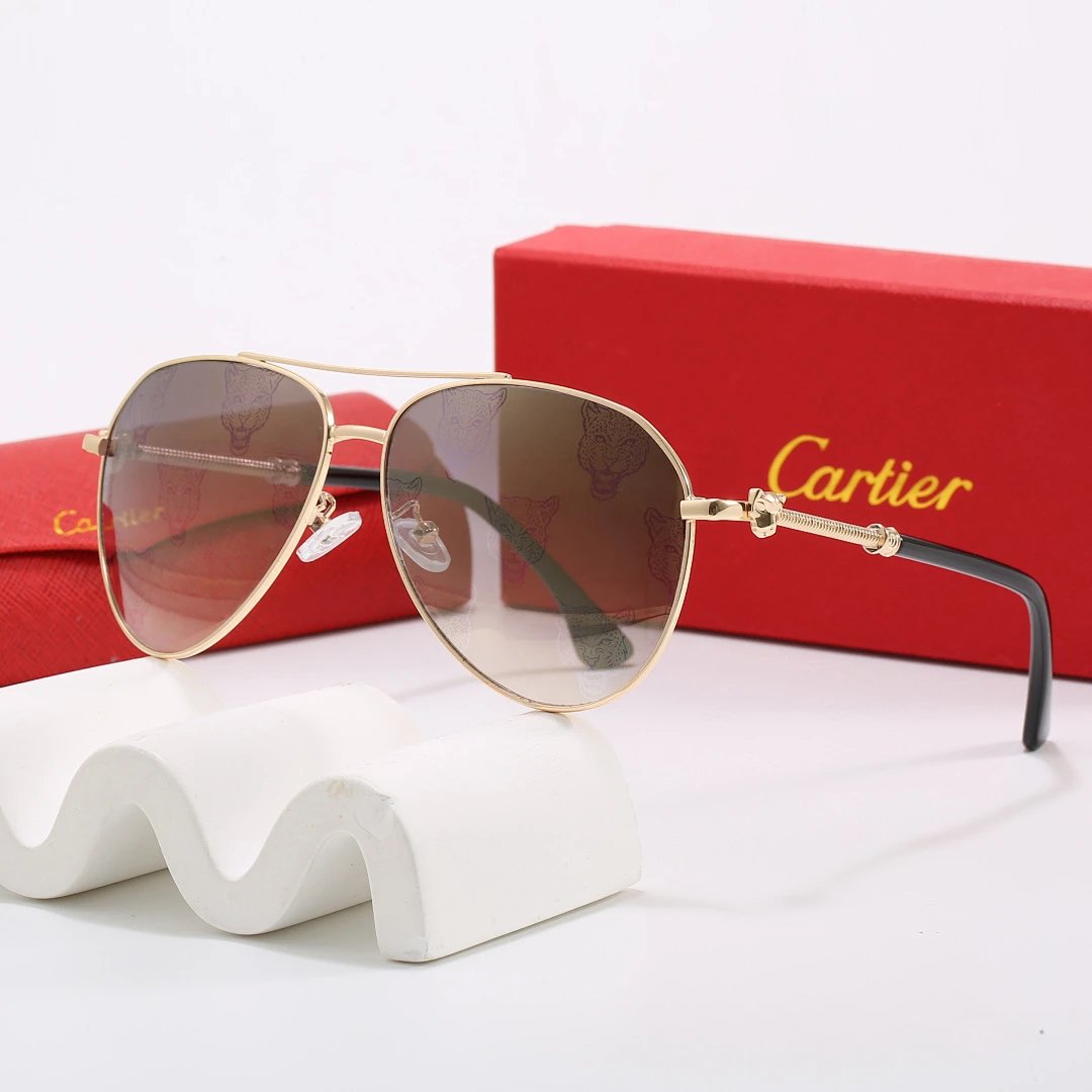 Cartier Red Tinted Lens Geometric Sunglasses, Polished Frame Style 08