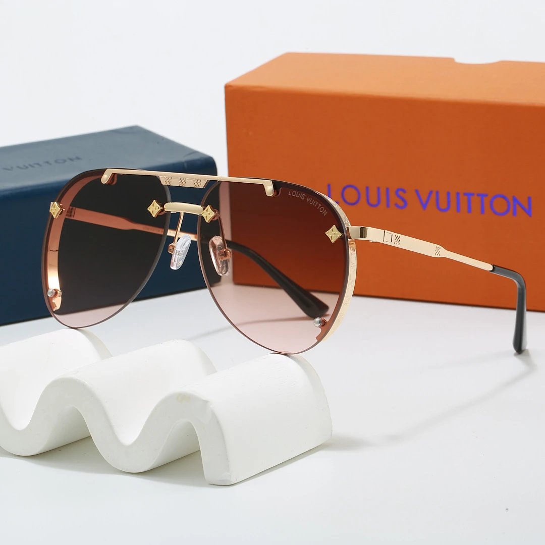 Louis Vuitton Brown Tinted Lens Square Sunglasses, Polished Frame Style 14