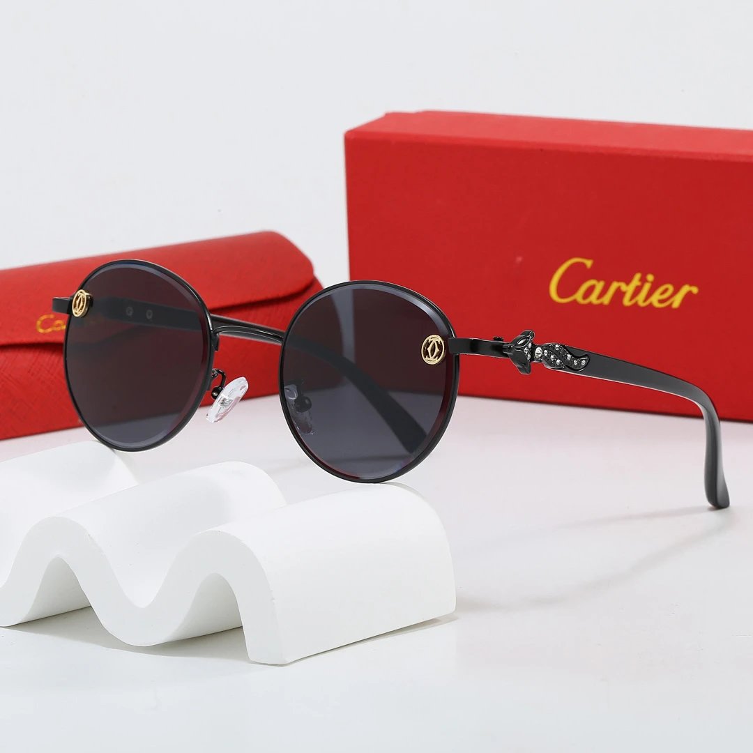 Cartier Tinted Lens Geometric Sunglasses, Polished Frame Style 01