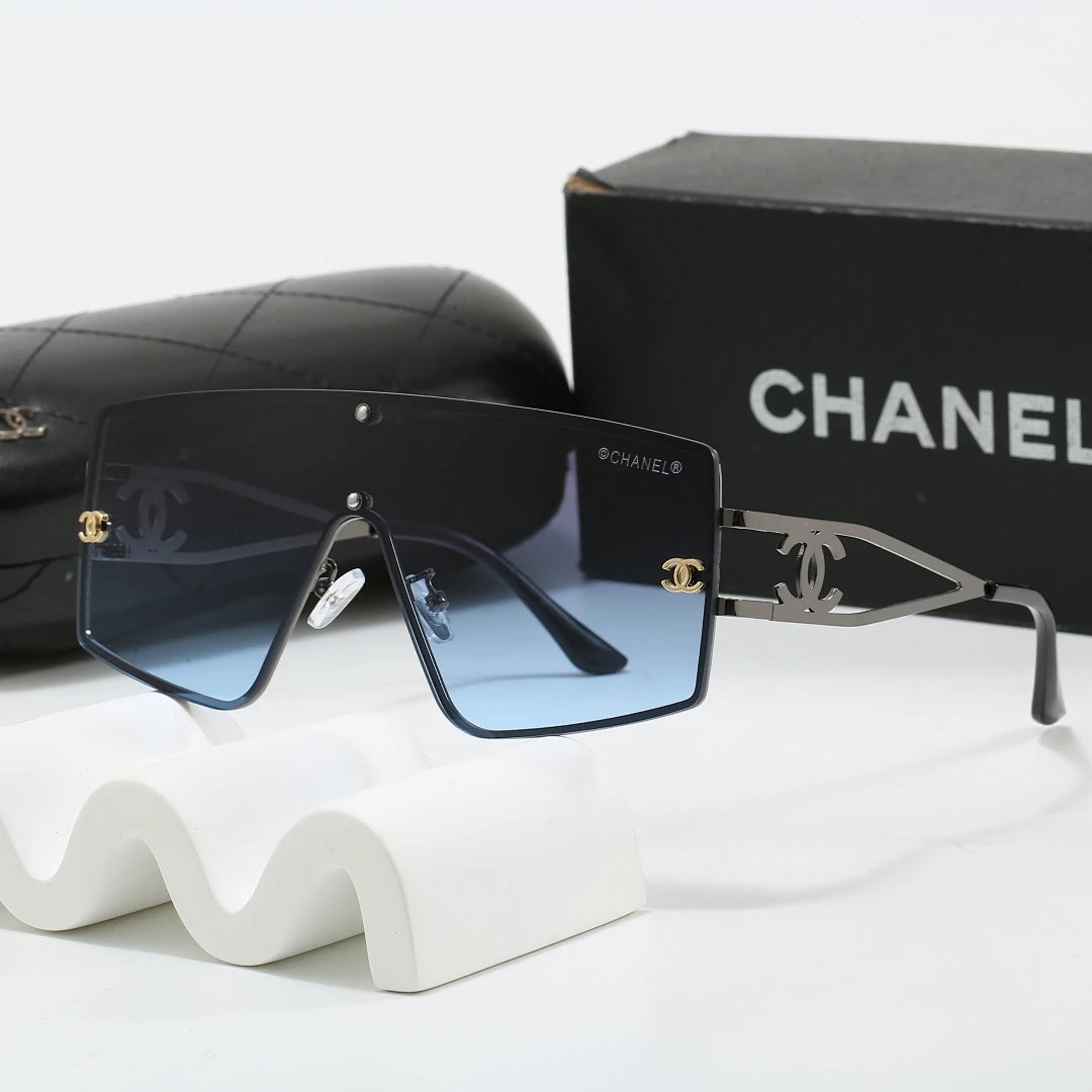 Chanel Black Tinted Lens Square Sunglasses, Polished Frame Style 25